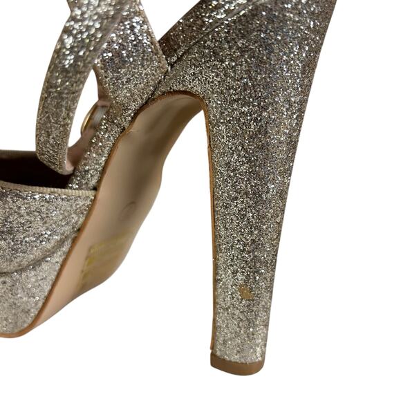 Bella Marie Platform Sandals Women Sze 7 Glitter Heels Event Glam 5" Heels Shoes - Picture 8 of 12